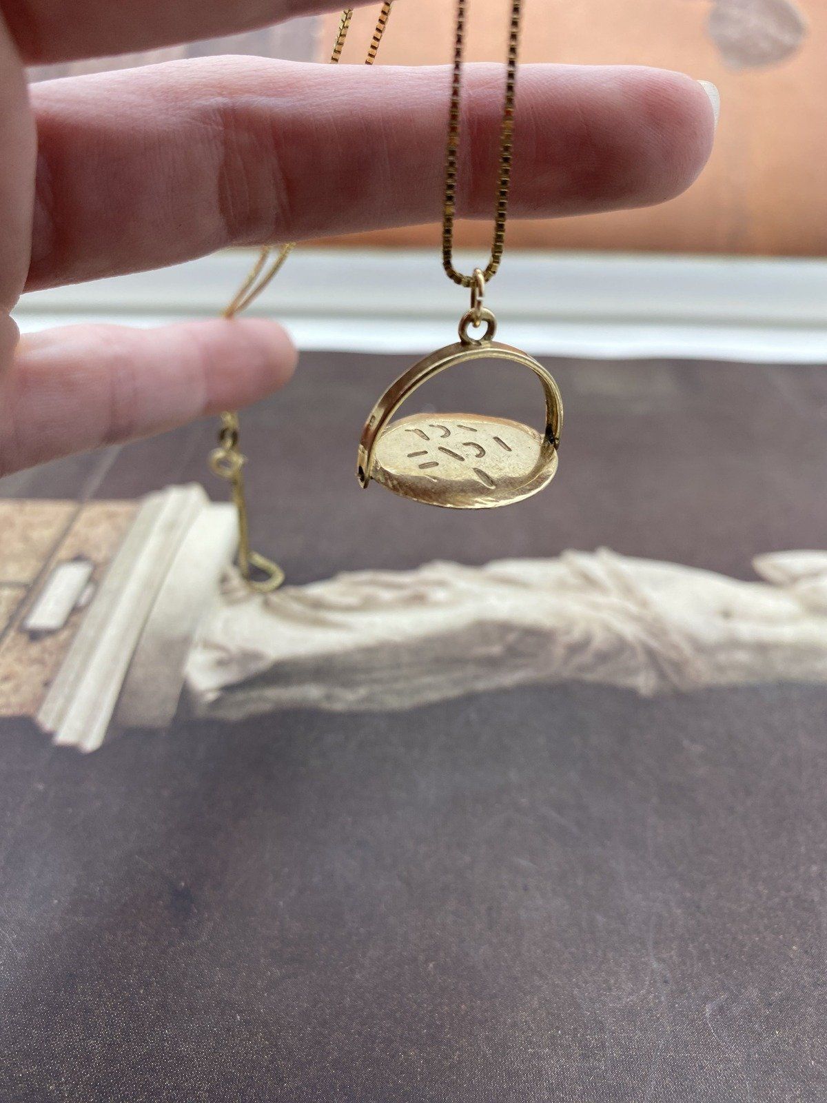 Antique 14k Gold I Love You 16L Highly Collectible Spinner Necklace 7