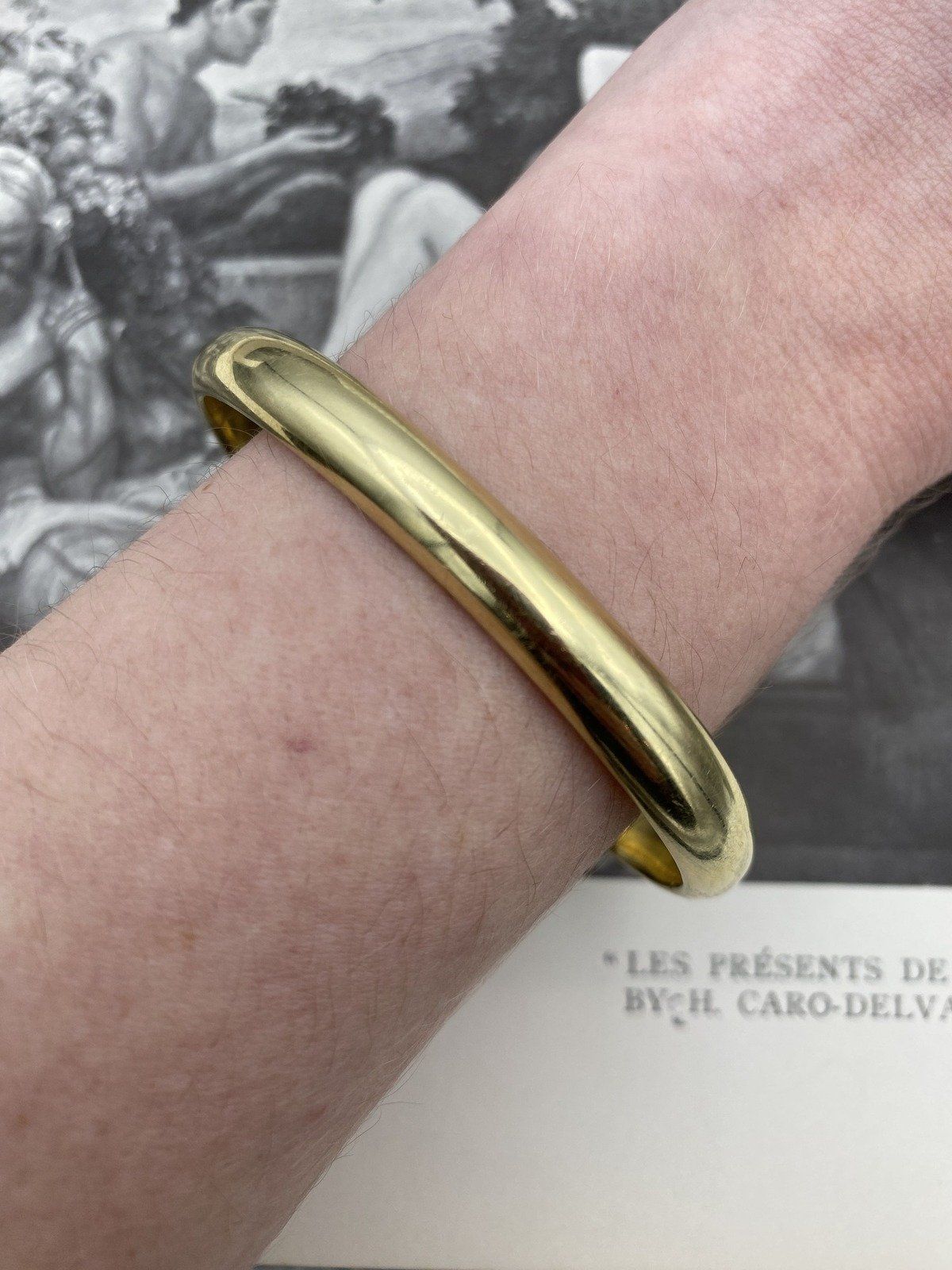 Vintage Italian 14k Gold Solid Classic Minimalistic Bangle Bracelet 6.75L 6