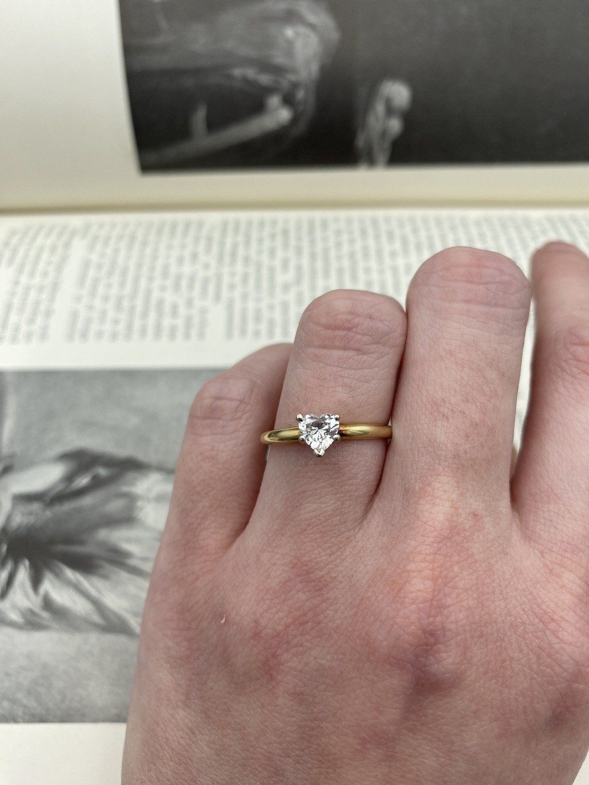 ADORABLE! 14k Gold Natural Diamond Heart Faceted Solitaire Engagement Ring#2832 2