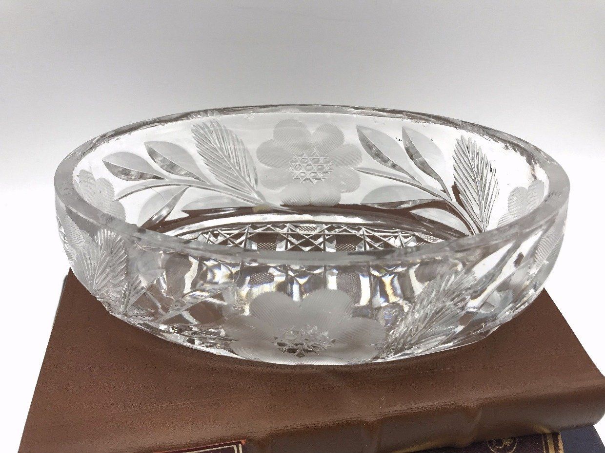 Floral Crystal Cut Oblong Dish 3