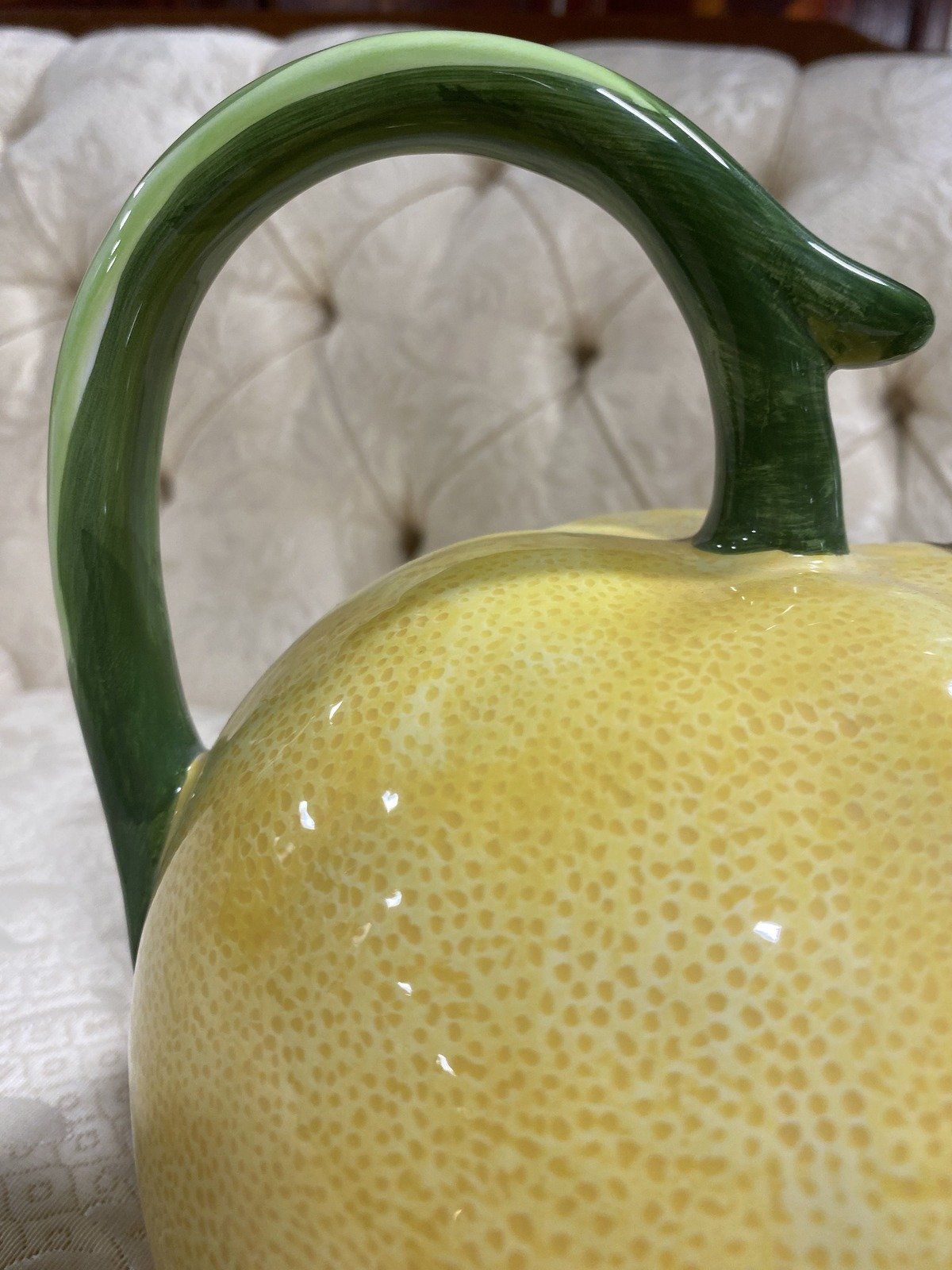 Vintage c.1983 The Haldon Group Majolica Style Meyer Lemon Drink Pitcher 11