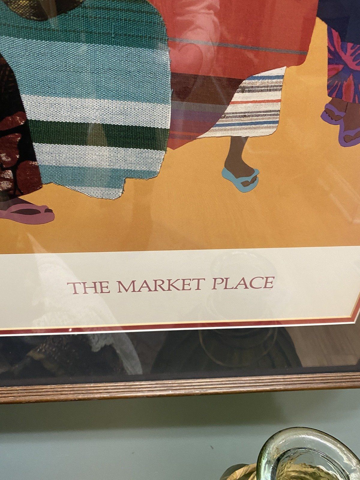 Large Framed Jacquline Lee The Market Place Collage Art Print c.2009 4