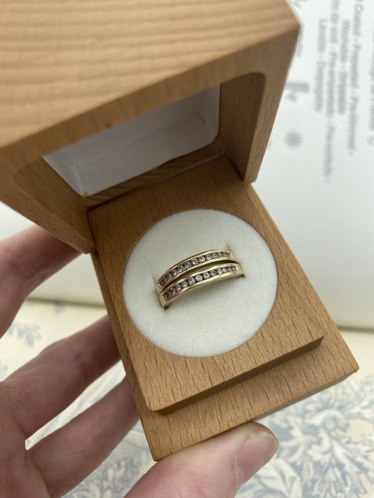 Matching Ladies 14k Gold Channel Set Solitaire Diamond Ring Gaurd Bands 2