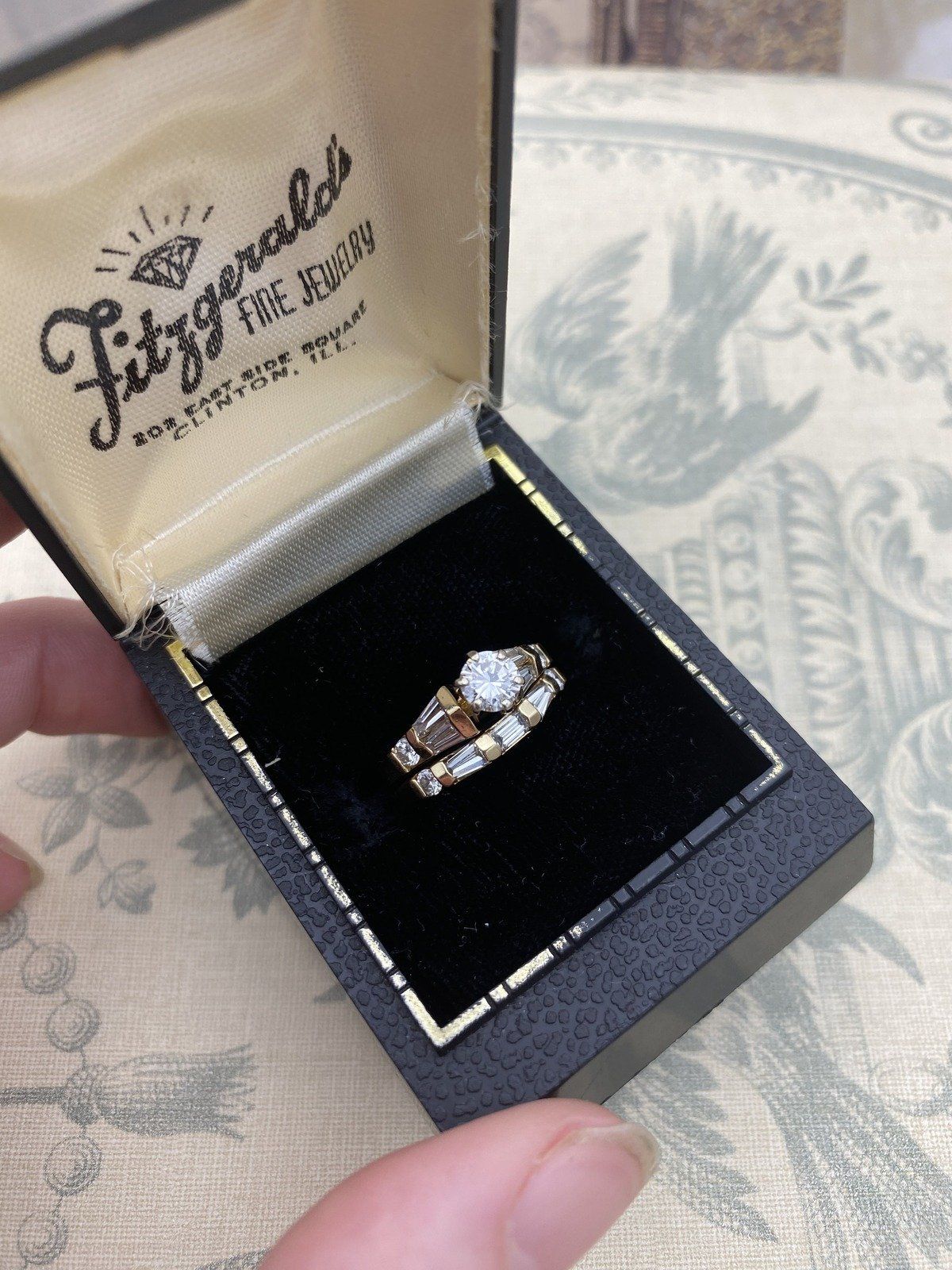 14k Gold 1.52ctw Round Brilliant + Baguette Accented Bridal Engagement Ring Set w GIA + APP 3