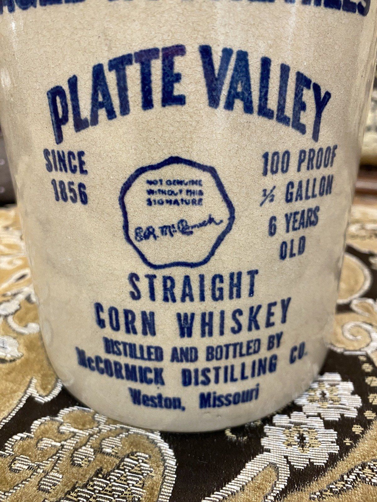 Platte Valley Straight Corn Whiskey Crock Jug Weston, MO 4