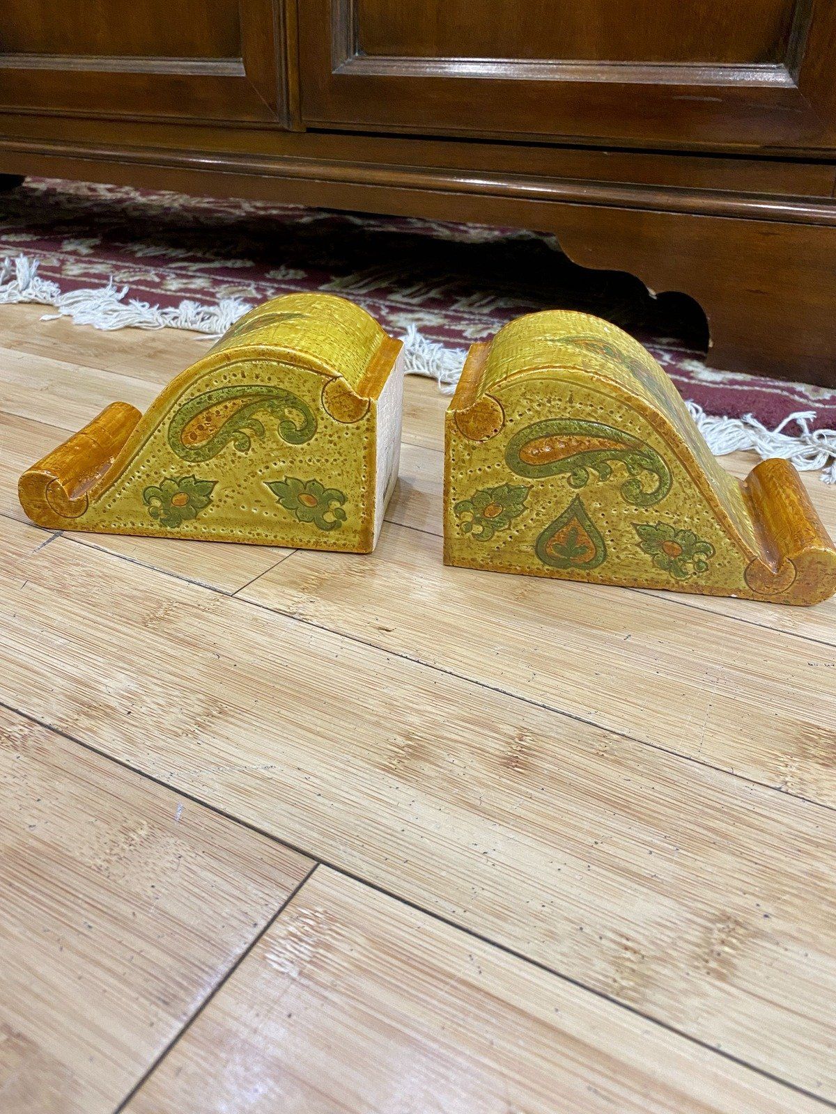 Mid Century Italian Ceramic Paisley Pottery Bookends by Rosenthal Netter 7