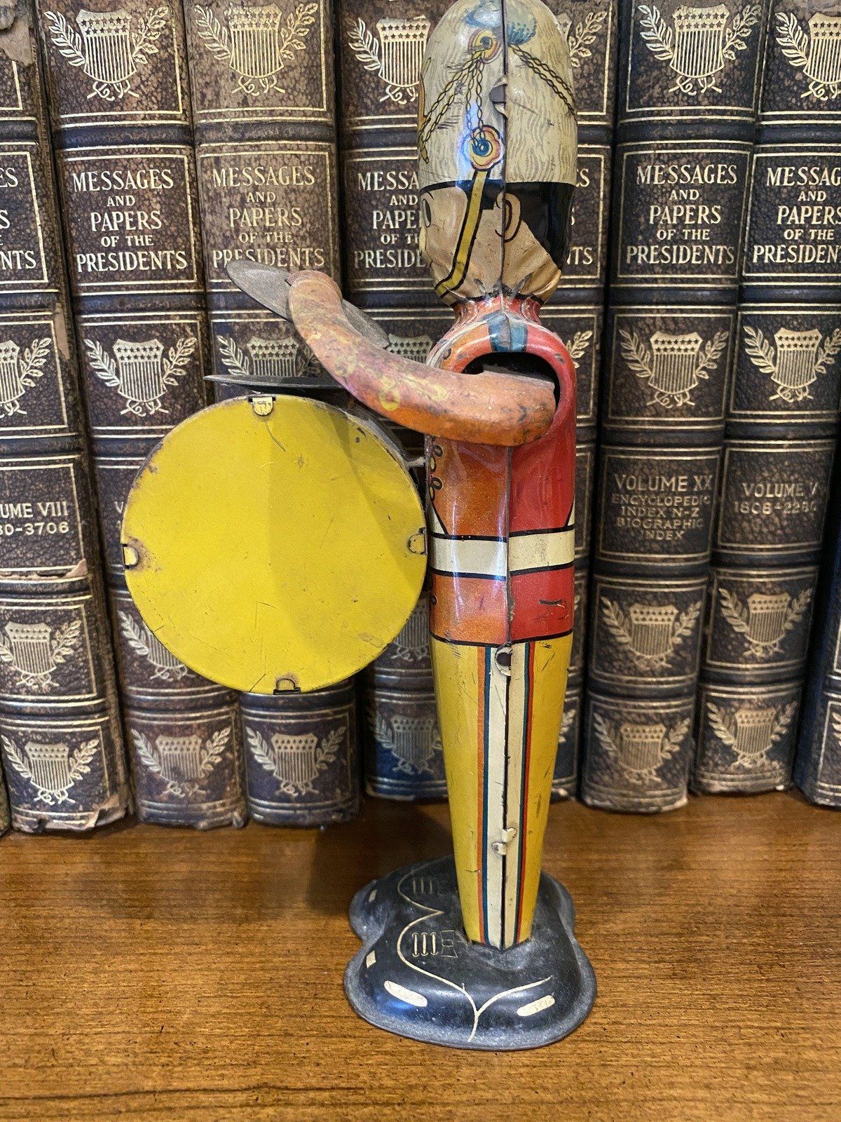 Rare* MARX NY, USA Drummer Boy + Cymbols c.1930s Tin Toy 8