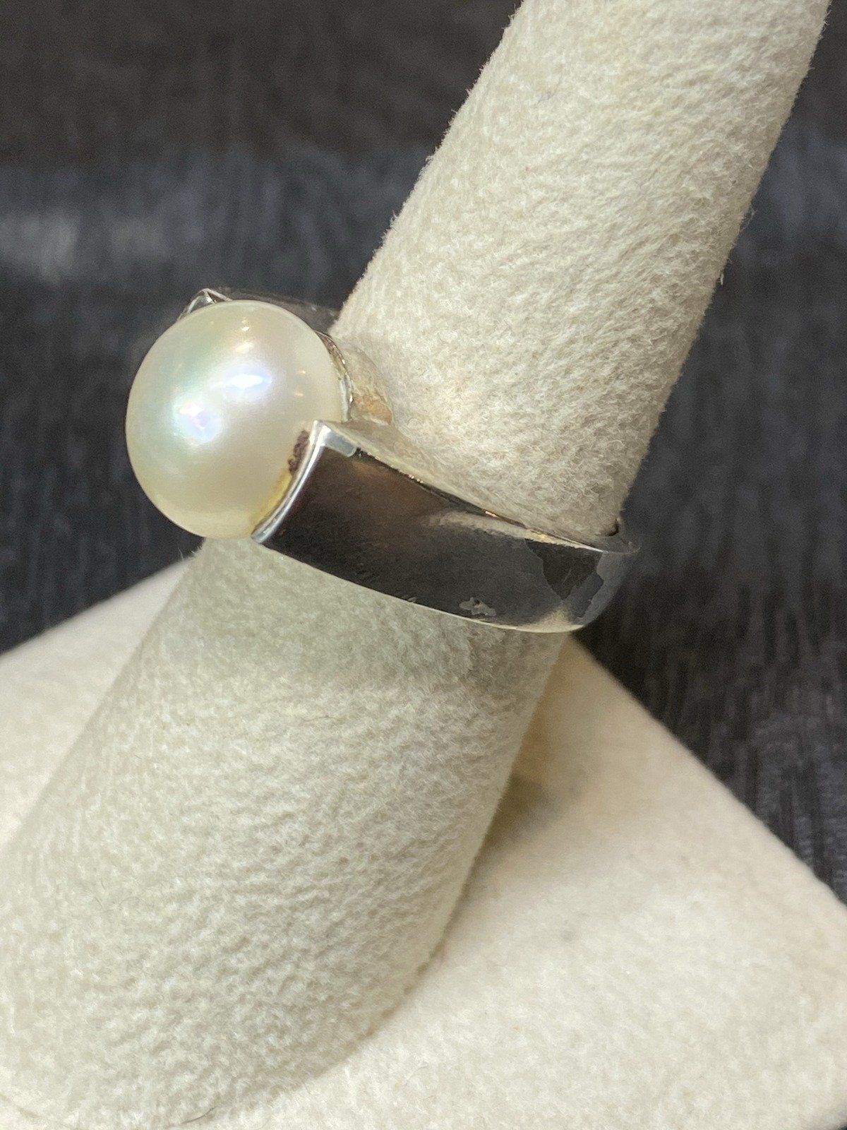 Sterling Ring with Pearl Size 6 2