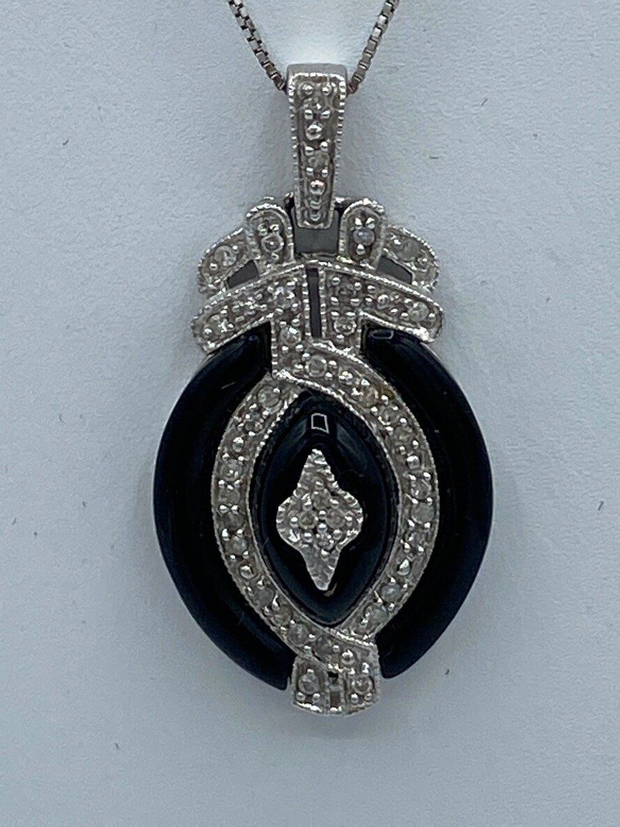 14k Gold Diamond Onyx Necklace/Pendant 4