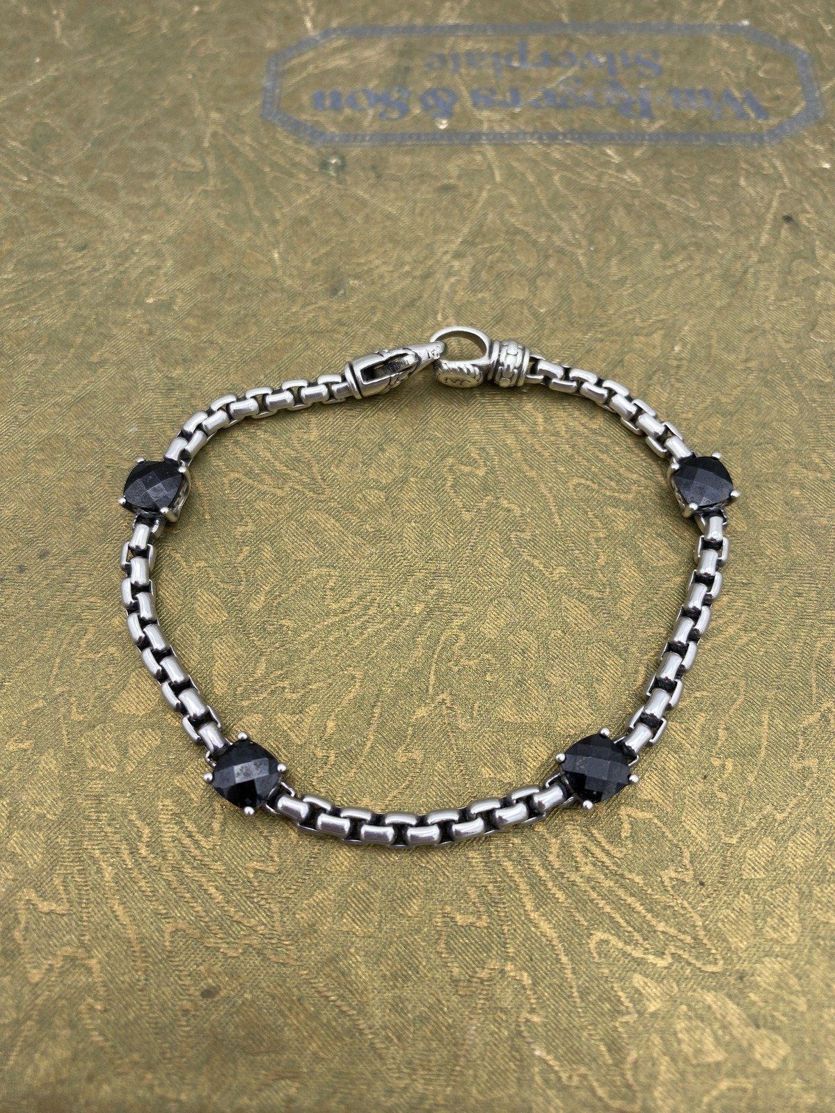 JAi Sterling Silver + Black Onyx Rolo Layering Bracelet #2470 2