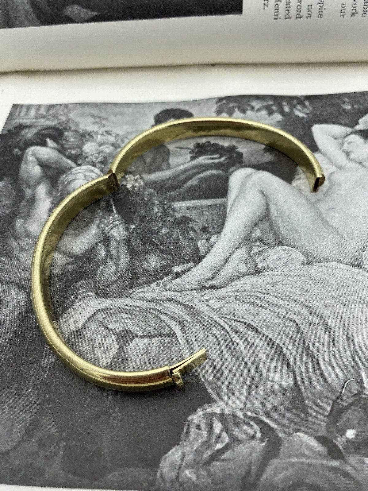 Vintage Italian 14k Gold Solid Classic Minimalistic Bangle Bracelet 6.75L 4
