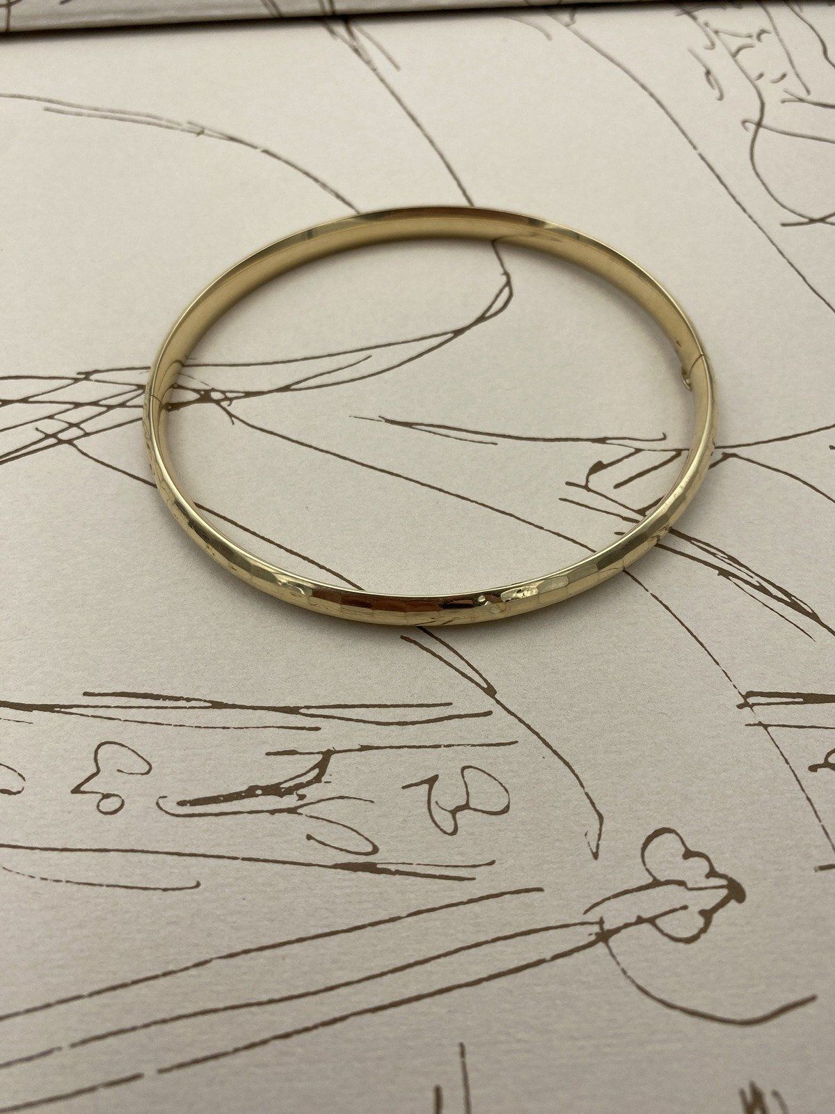 Vintage 14k Gold Briolette Textured Bangle Bracelet 8L #2952 6