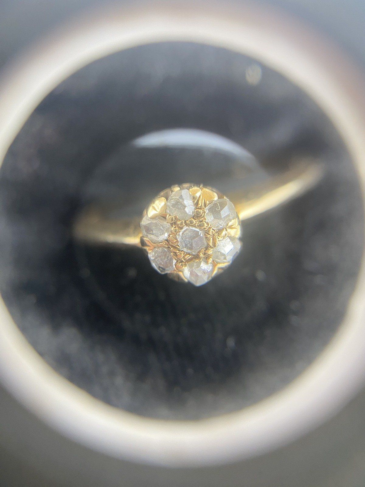 *RARE* Antique Victorian14k Gold Rose Cut Diamond Flower Cluster Ring #2218 15