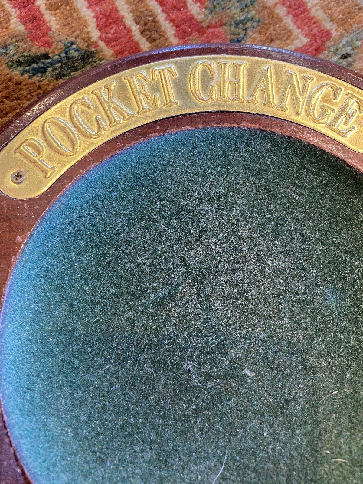 Vintage Wood + Green Velveteen Pocket Change Catch All Dish 2