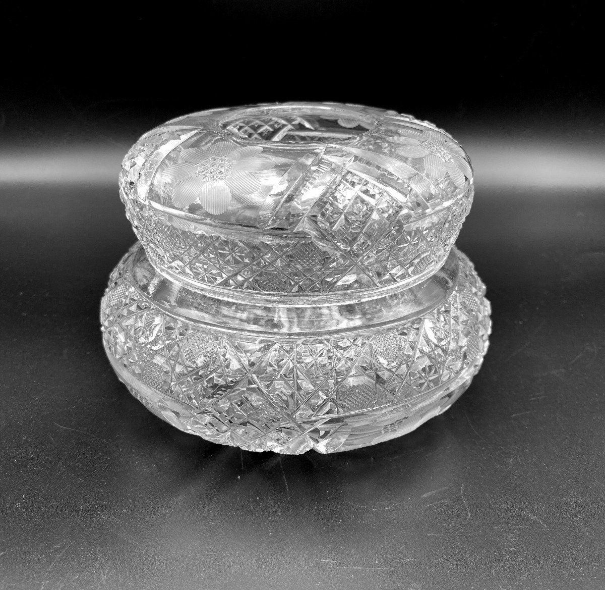 Antique Cut Crystal Hair Receiver