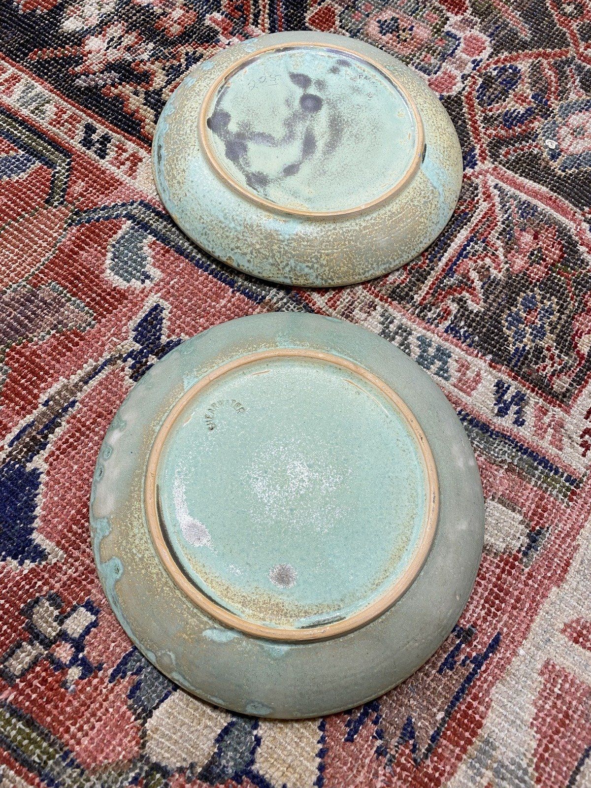 Pair of VTG c.1990s/Early 2000s Stoneware Shearwater Pottery MS 8.75D Dinner Plates 7