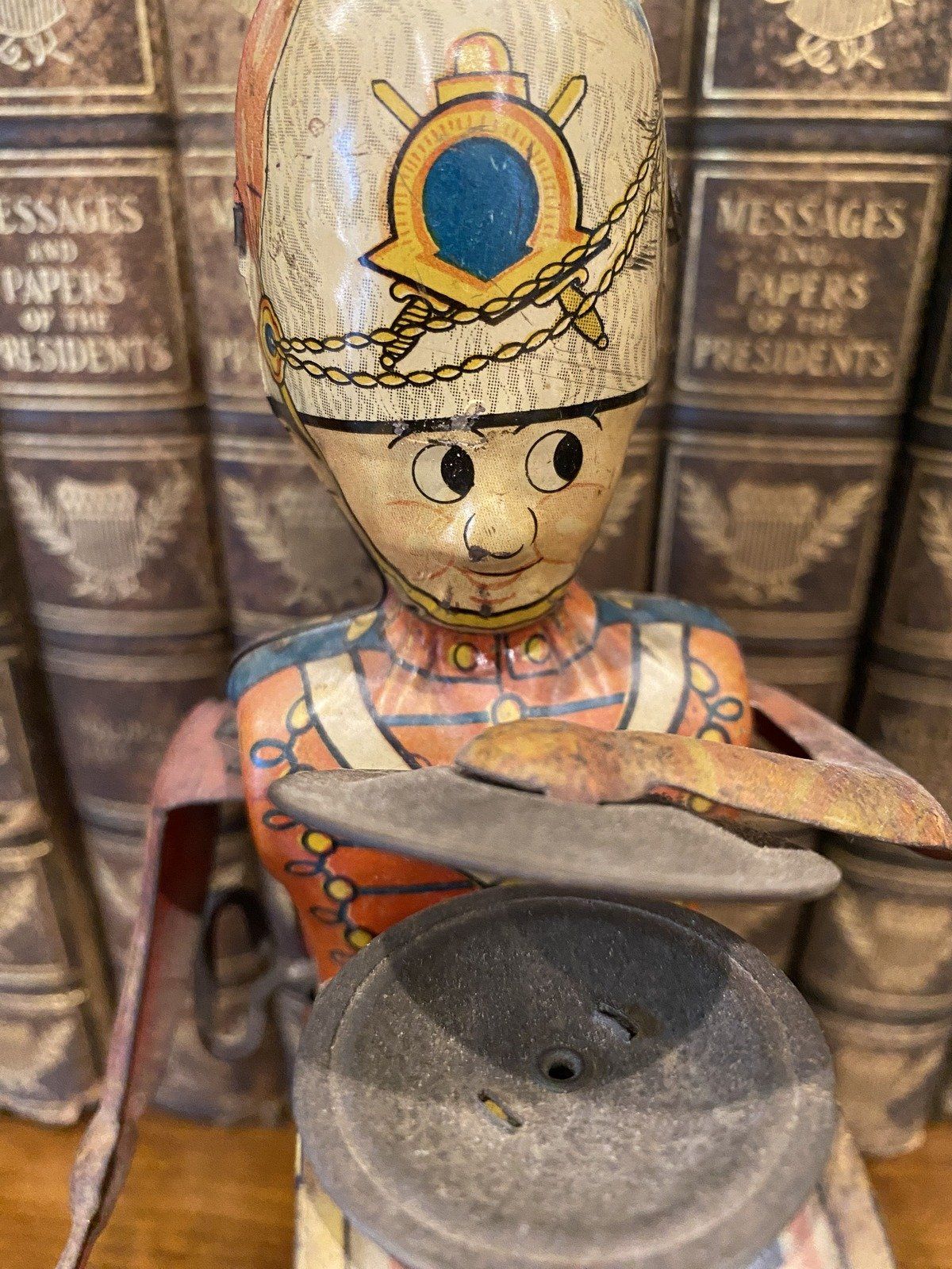 Rare* MARX NY, USA Drummer Boy + Cymbols c.1930s Tin Toy 5