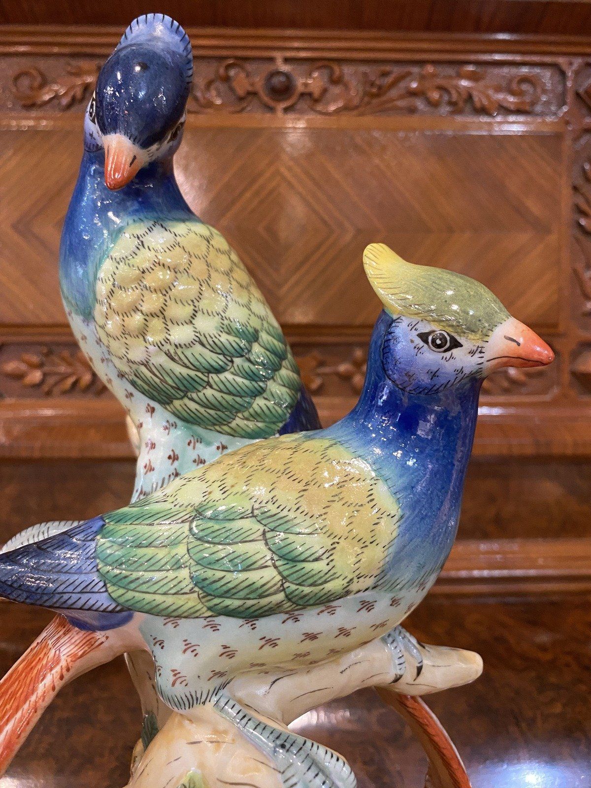 Vintage Andrea Sadek Colorful Porcelain Birds of Paradise Statue 8