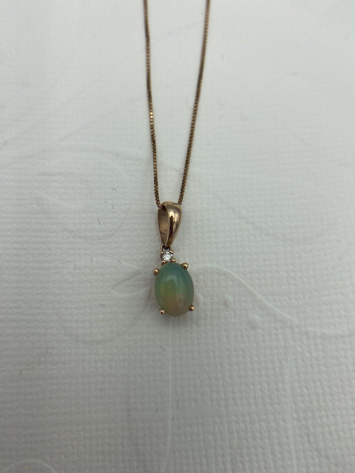 10k Rose Gold Natural Opal + Diamond 18 Drop Necklace 11
