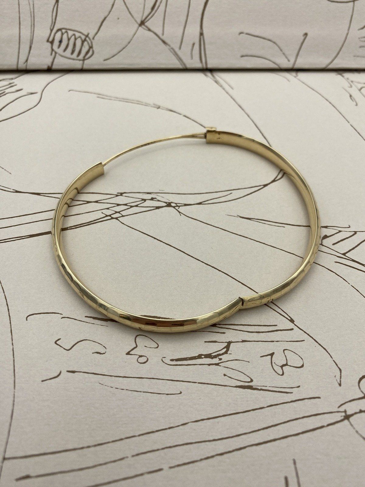Vintage 14k Gold Briolette Textured Bangle Bracelet 8L #2952 3