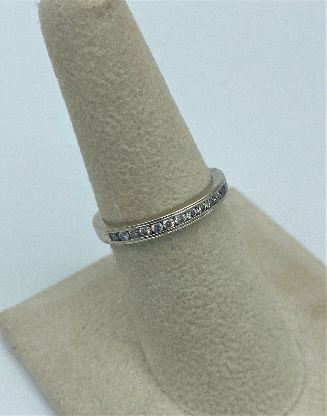 14k White Gold Channel Set Diamond Band