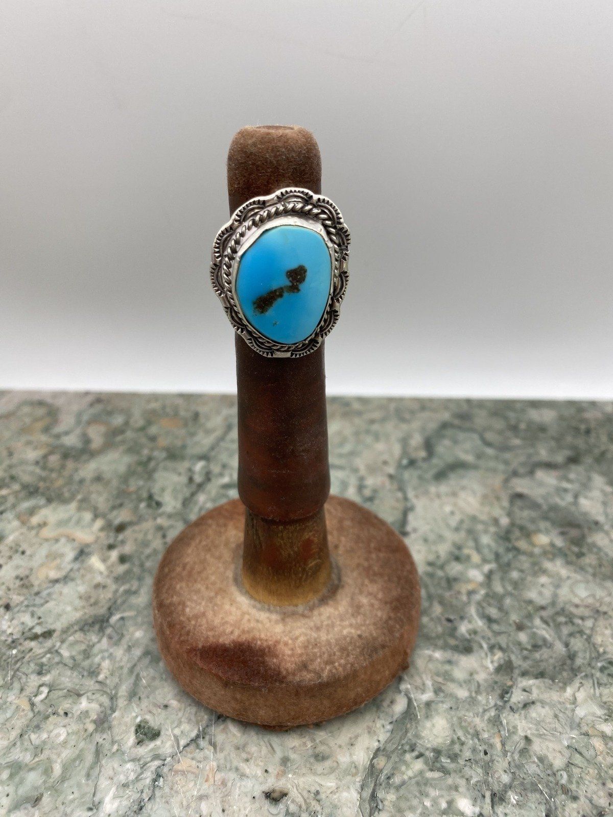 Vintage Sterling + Faux Turquoise Native Style Ring 2