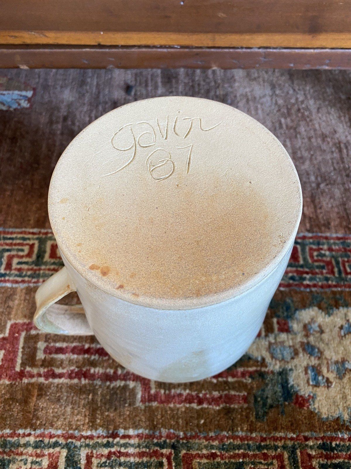 Vintage c.1987 MS Artist Pat Gavin Signed + Dated 9.5h Stoneware Pottery Pitcher 8