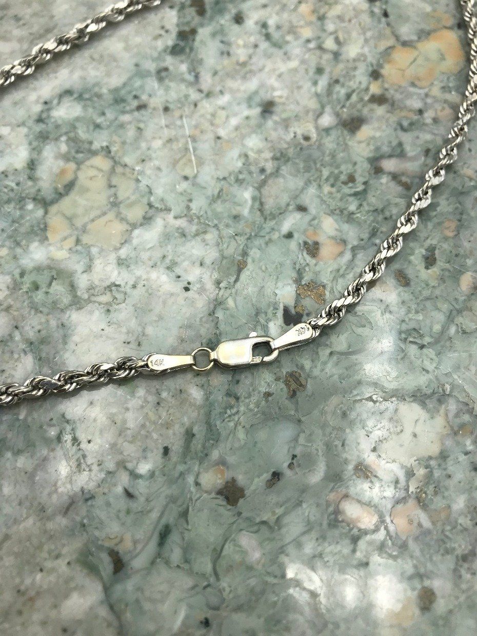 14k White Gold 26 Rope Chain Link Necklace 4