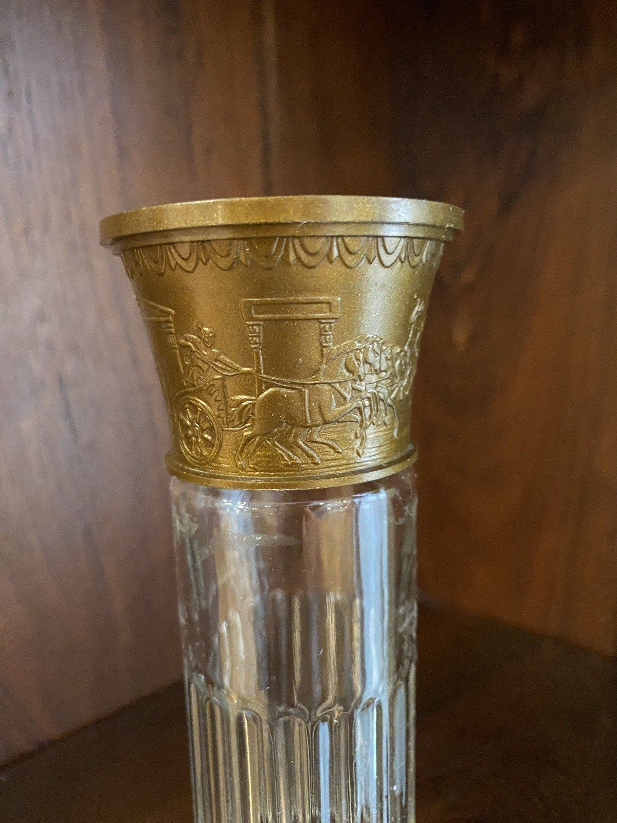 Vintage Corinthian Column Bottle w Figural Roman Motif Lid 5