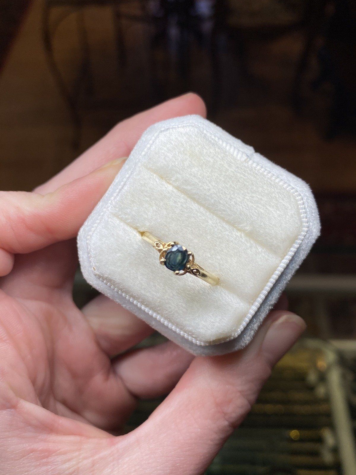 Vintage 14k Gold Natural Blue Sapphire Solitaire Ring w Lovely Cathedral Shank #2315 6