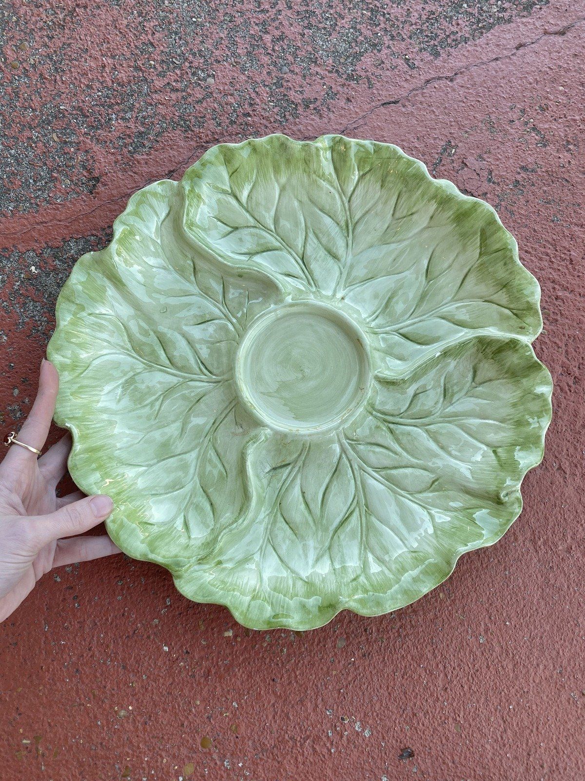 Vintage Ceramic Fitz and Floyd Divided Serving Appetizer/Chip + Dip Tray 2