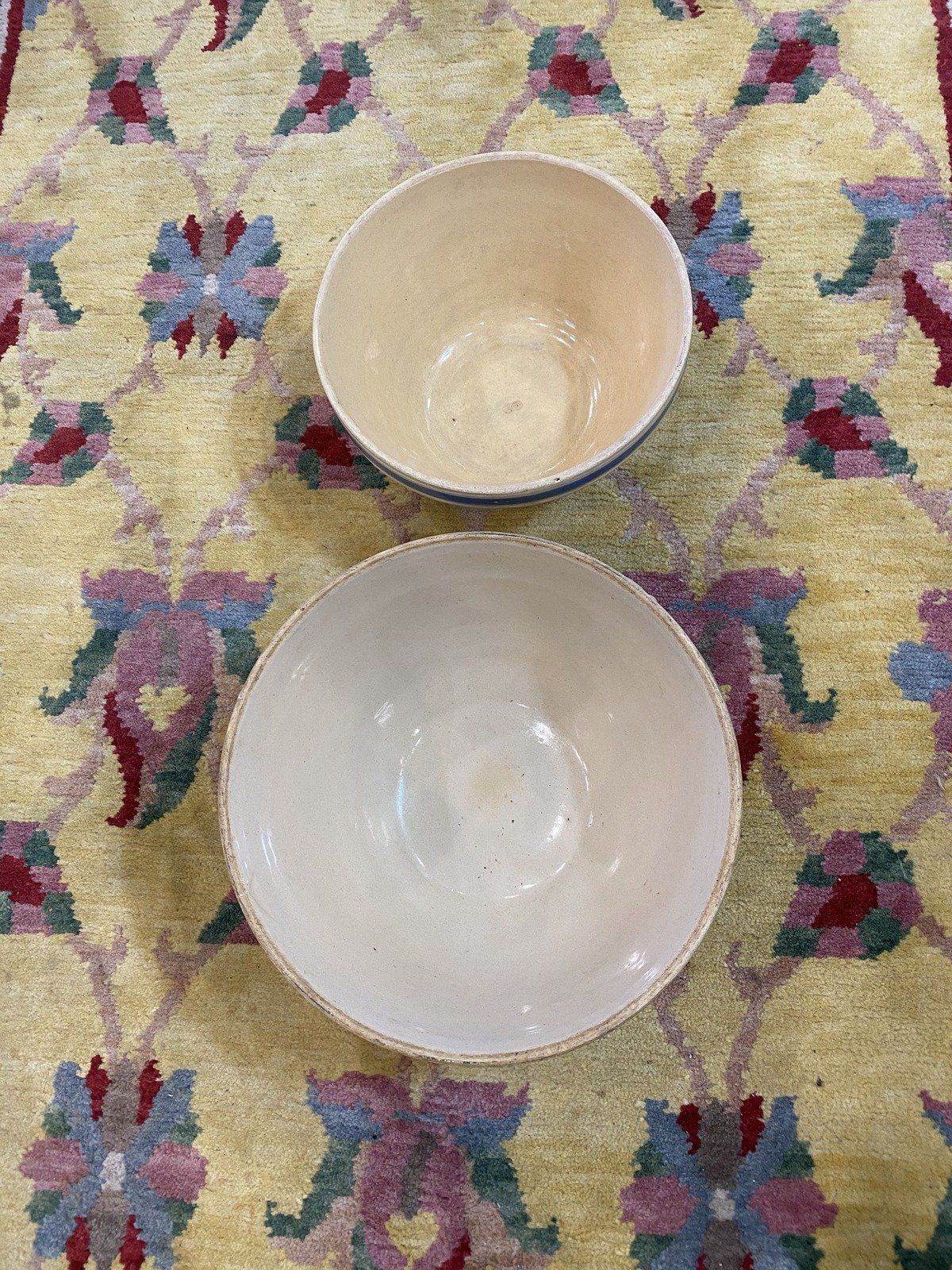 Two Stoneware Pottery Mixing Bowls 3