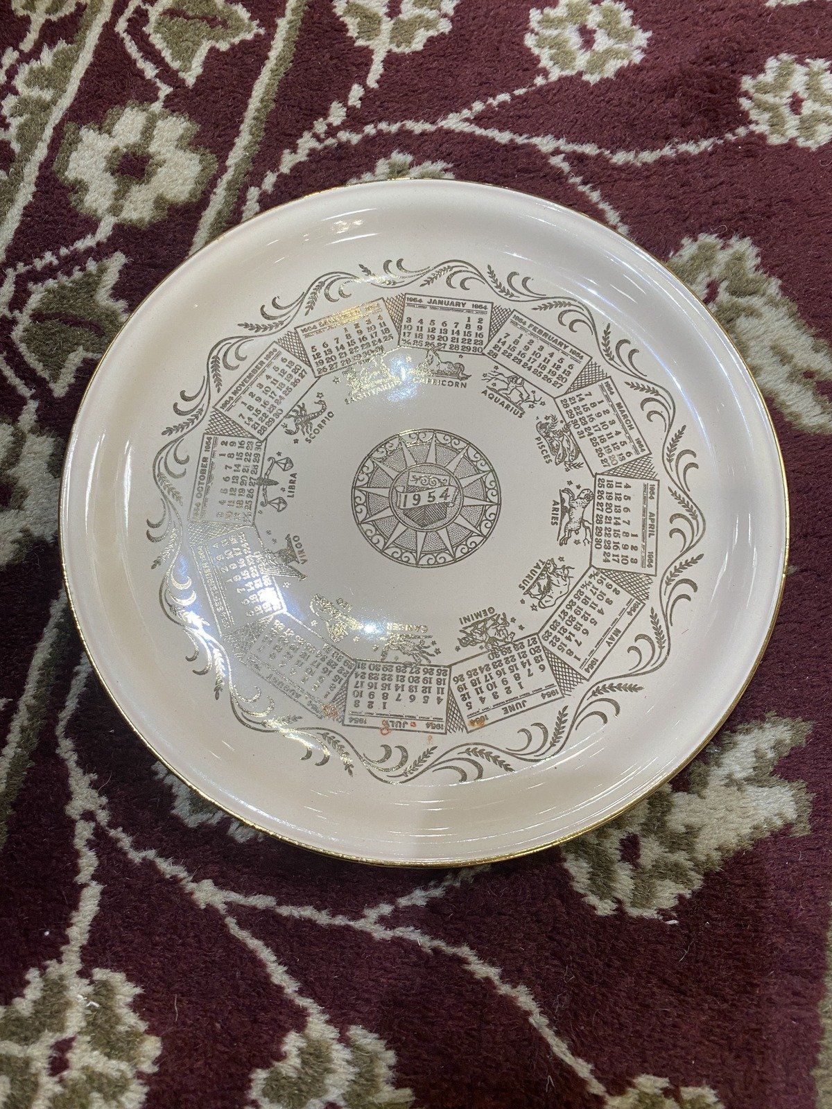 Vintage c.1954 Zodiac Calendar Plate