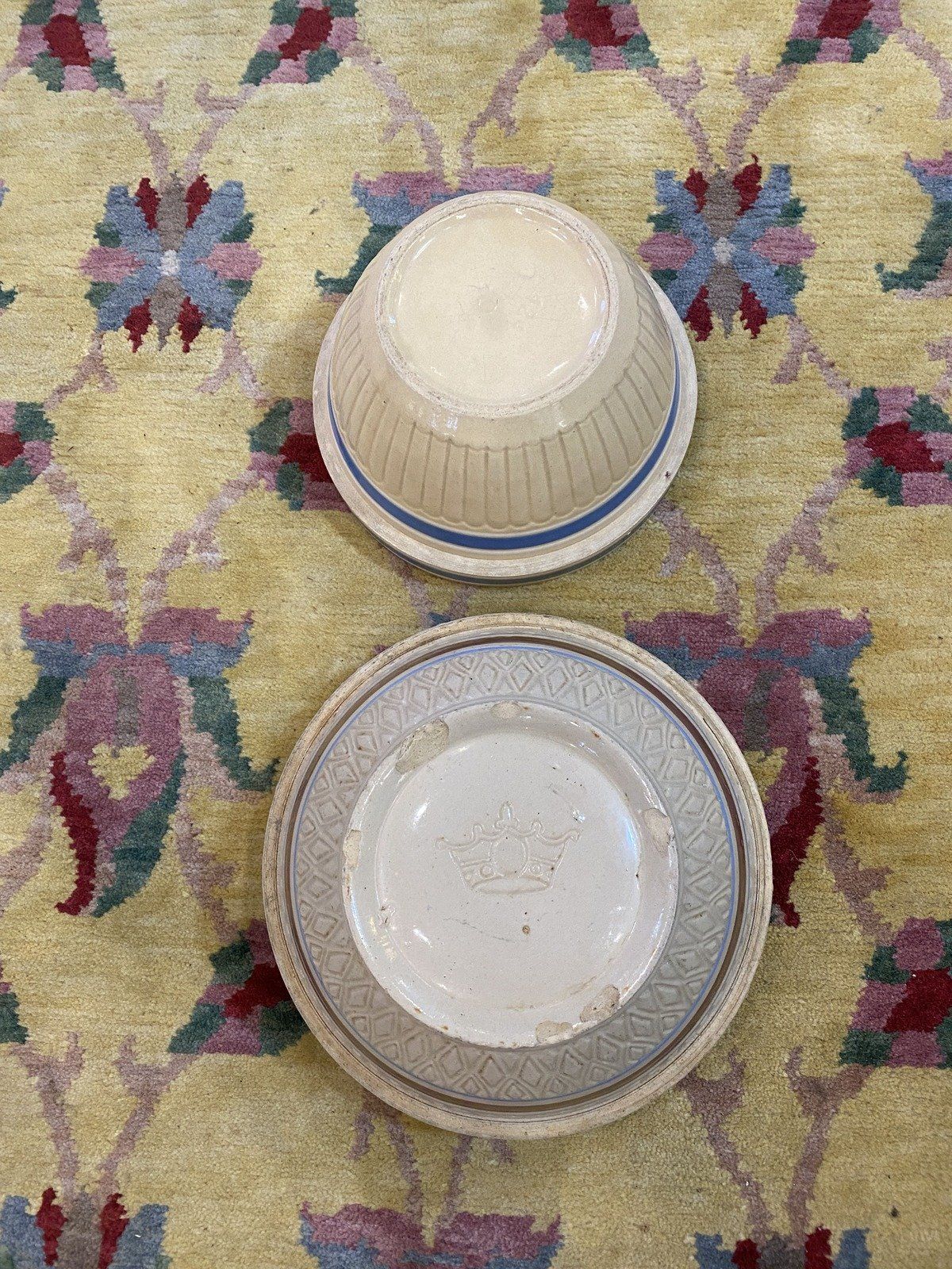 Two Stoneware Pottery Mixing Bowls 2