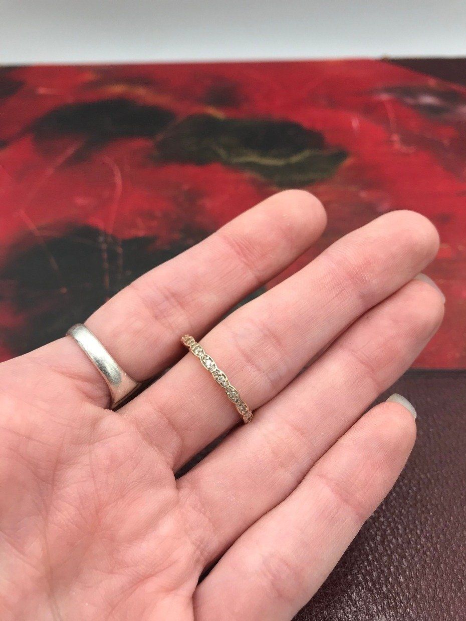 14k Rose Gold Scalloped Diamond Ring Band 3