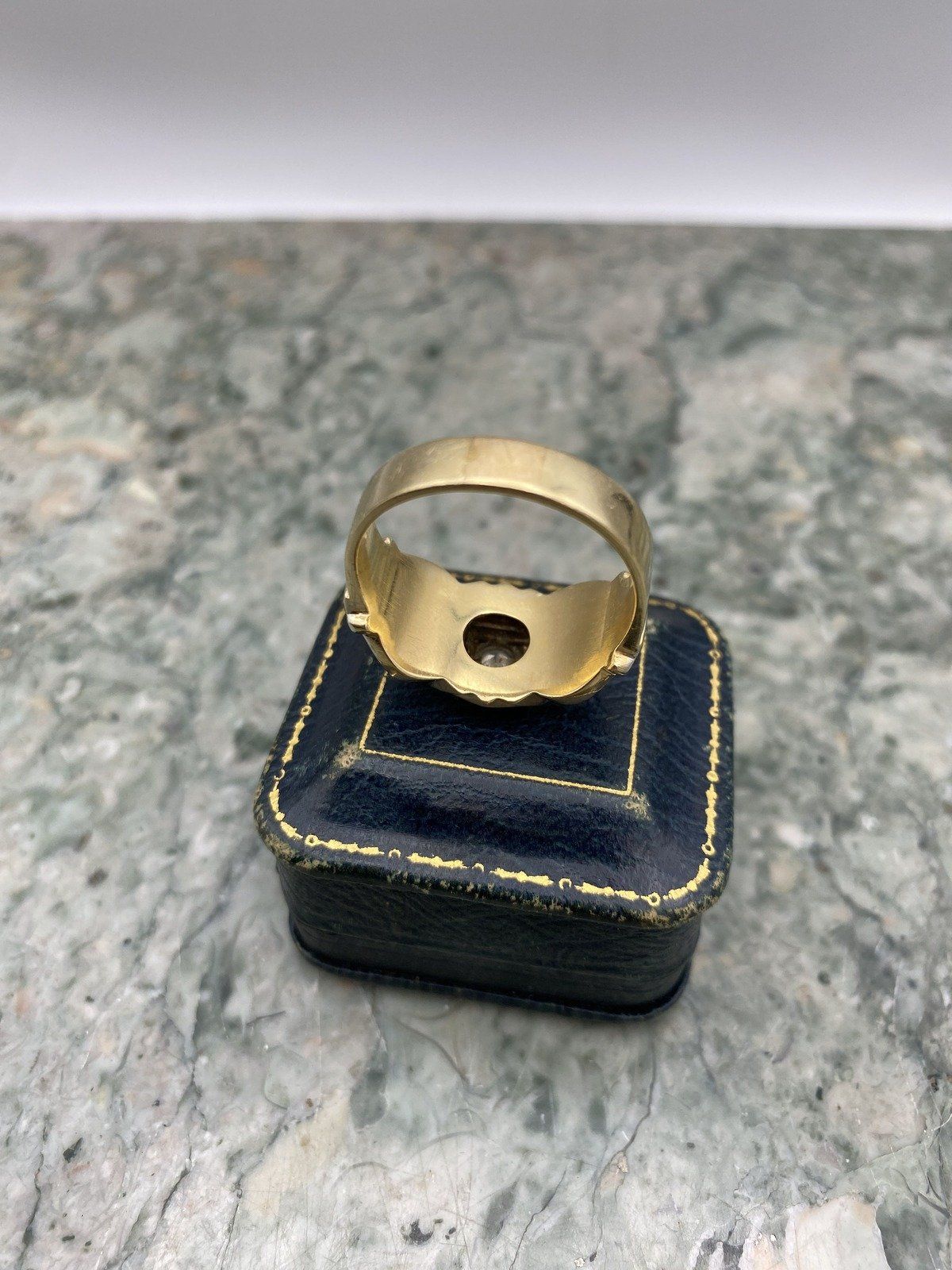 Men's Antique 14k Dual Gold Blue Enamel + .45ct Diamond Free Mason Grand Lodge Ring 6