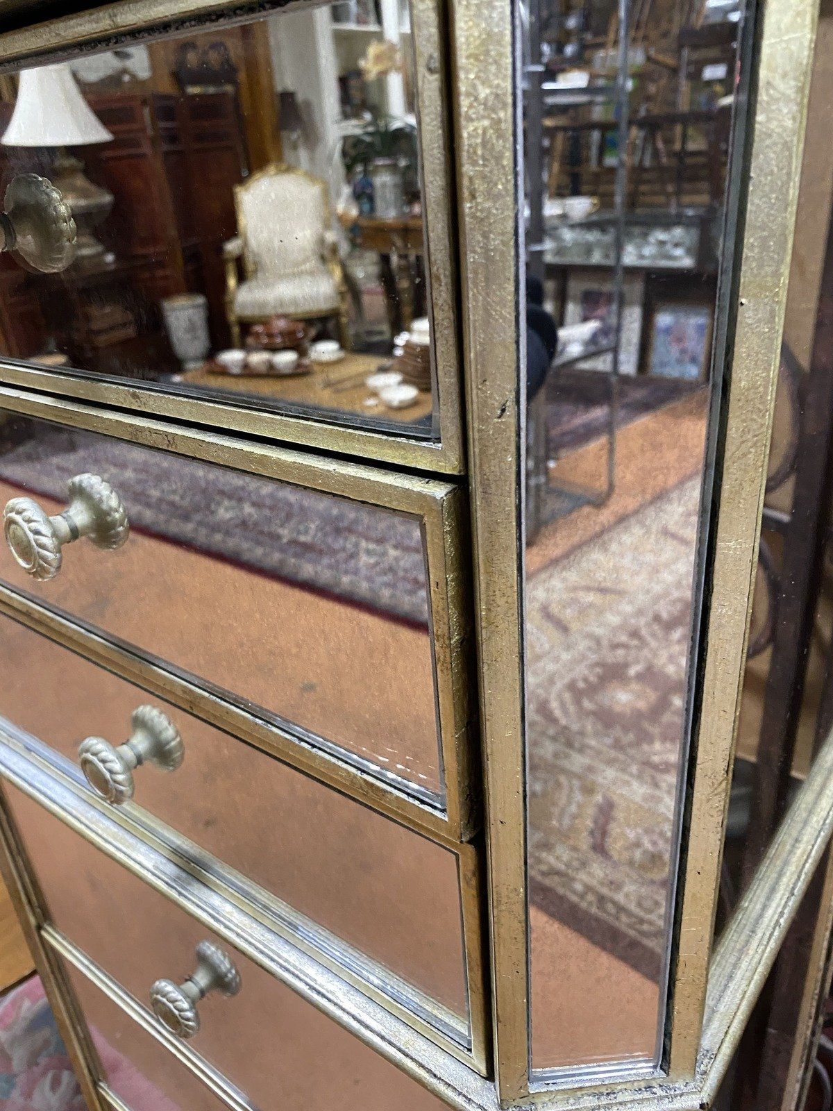 Modern Mercury Glass Mirrored Tall Chest of Drawers 2
