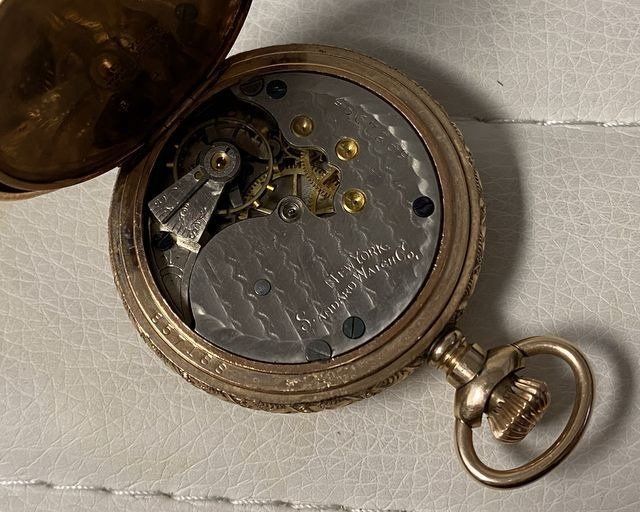 New York Standard Acanthus Waterscape Etched Pocket Watch c.1906 4