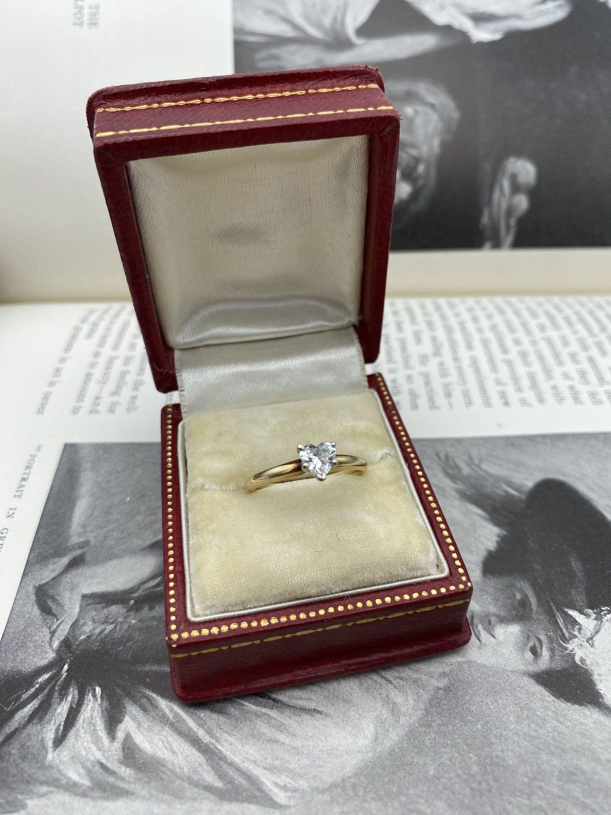 ADORABLE! 14k Gold Natural Diamond Heart Faceted Solitaire Engagement Ring#2832 6