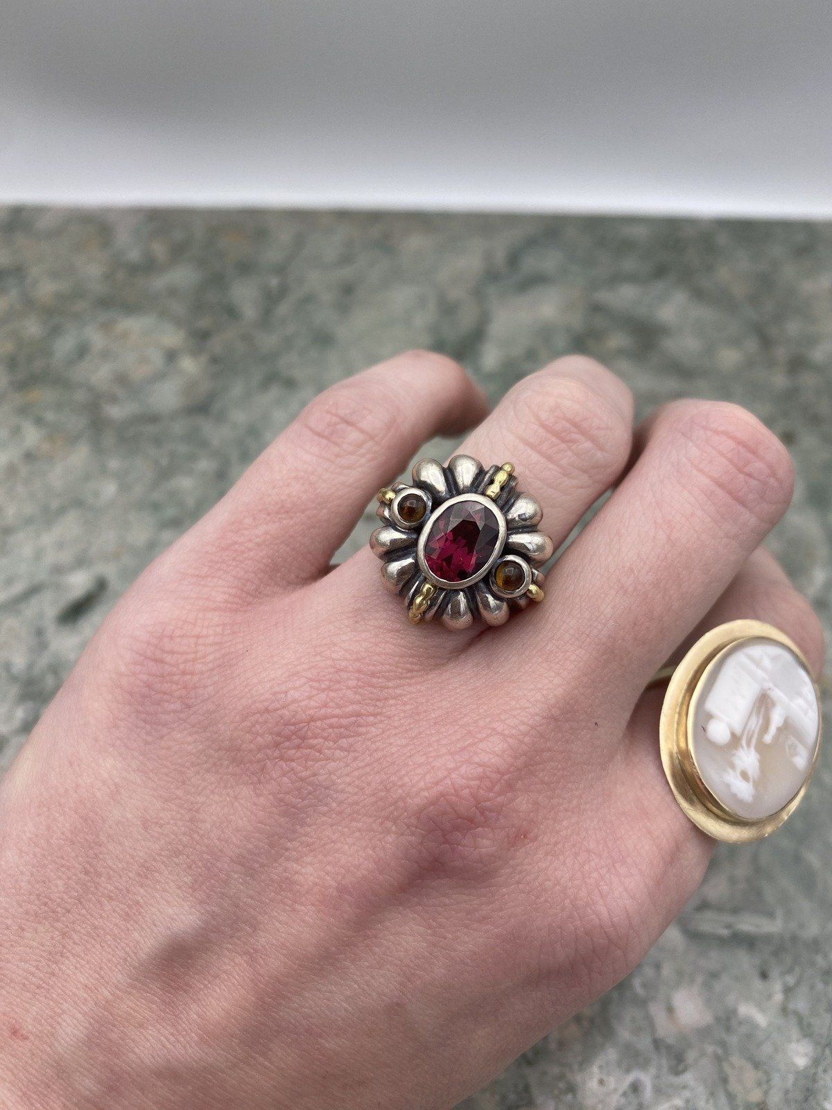 Lagos Caviar Sterling + 8k Facet Rhodalite Garnet Ring #230a 3