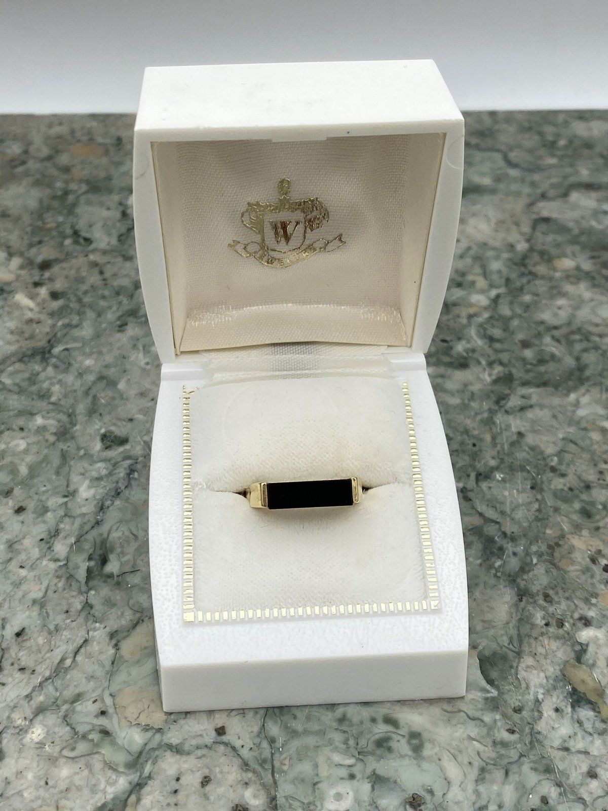 Vintage Mod 14k Gold Artly Made Black Onyx Cubism Sculptural Ring 3