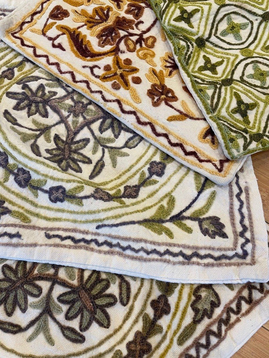 15x15 Vintage Cotton + Cashmire Embroidered Hand Loomed Pillow Cases 2