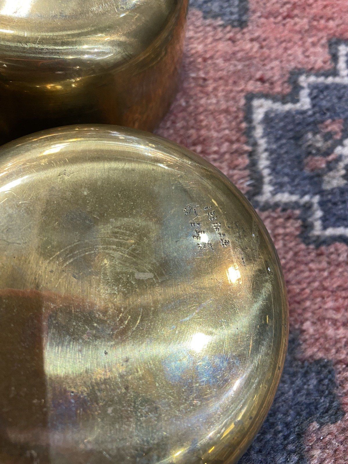 Vintage India Made 4x Vessel Brass Chopala Spice/Incense Dish w Handle 2