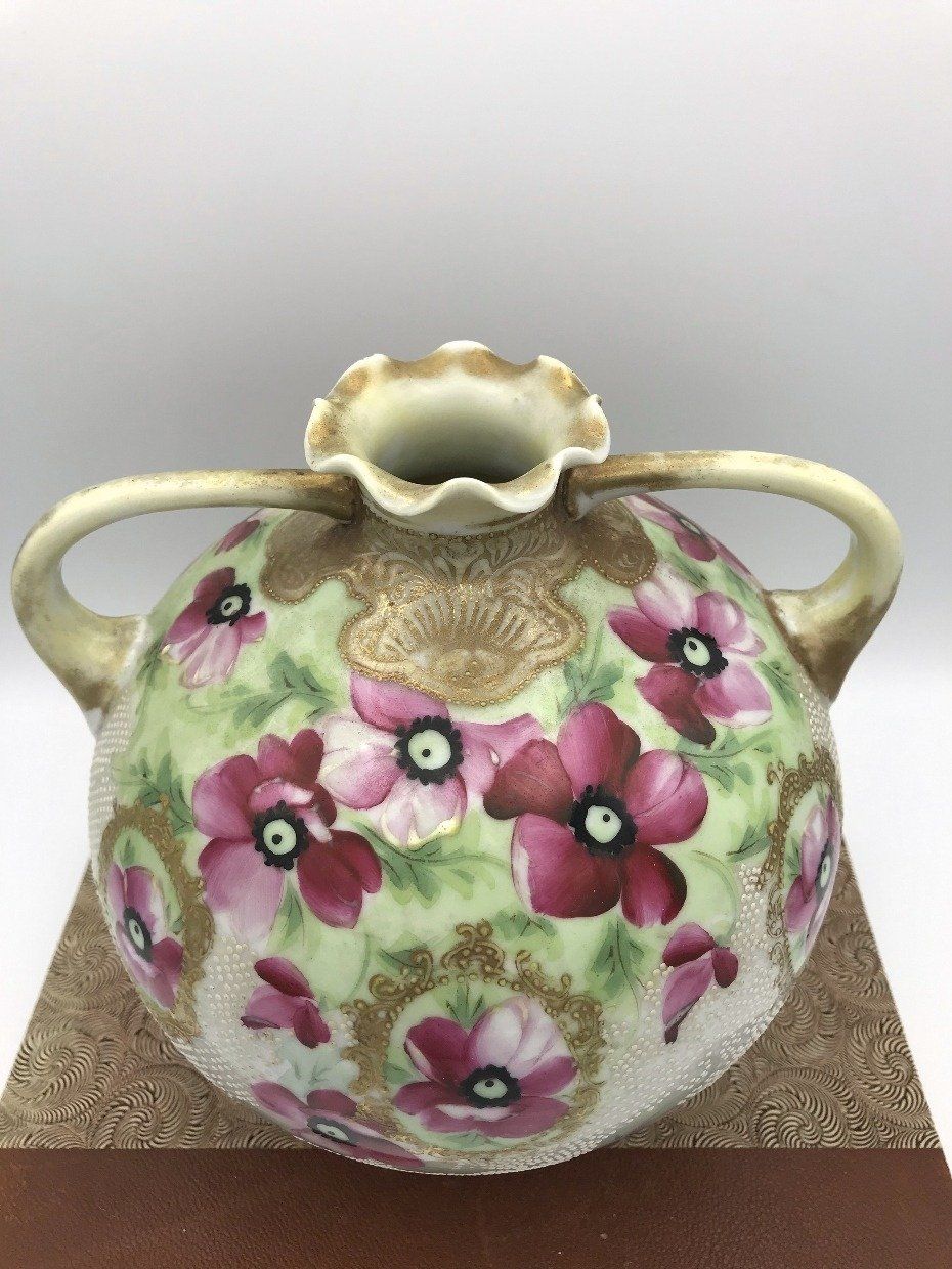 Round Full Body Hand Painted Floral + Gilt Nippon Jug 2