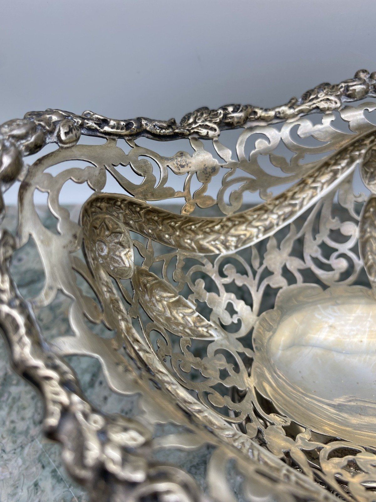 English Lion Hallmark Sterling Silver Reticulated Basket #227 10