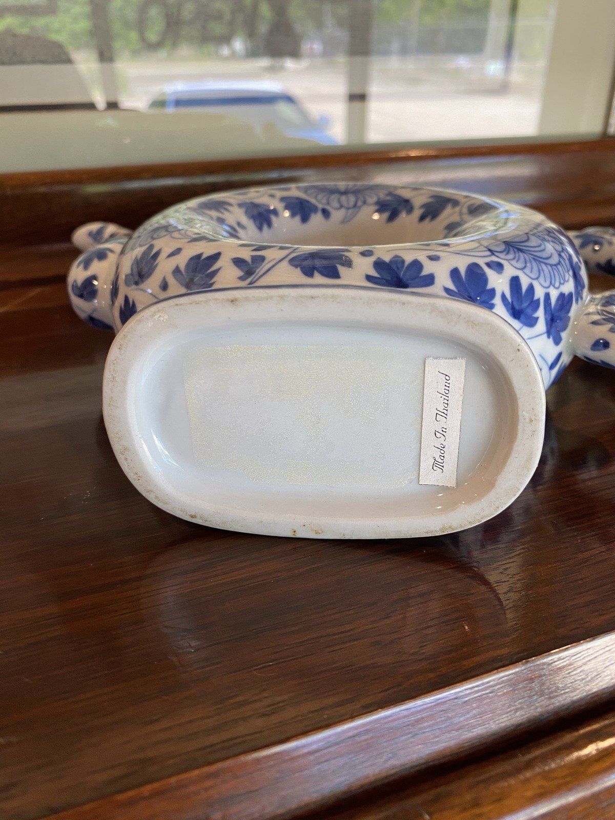 Striking Vintage Thai Blue + White Hollowed Center Porcelain Teapot 3