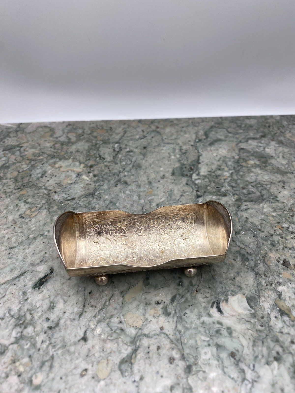 RARE Herbert Hooijkaas Dutch Silver Plated Repousse Footed Sugar Cube Basket