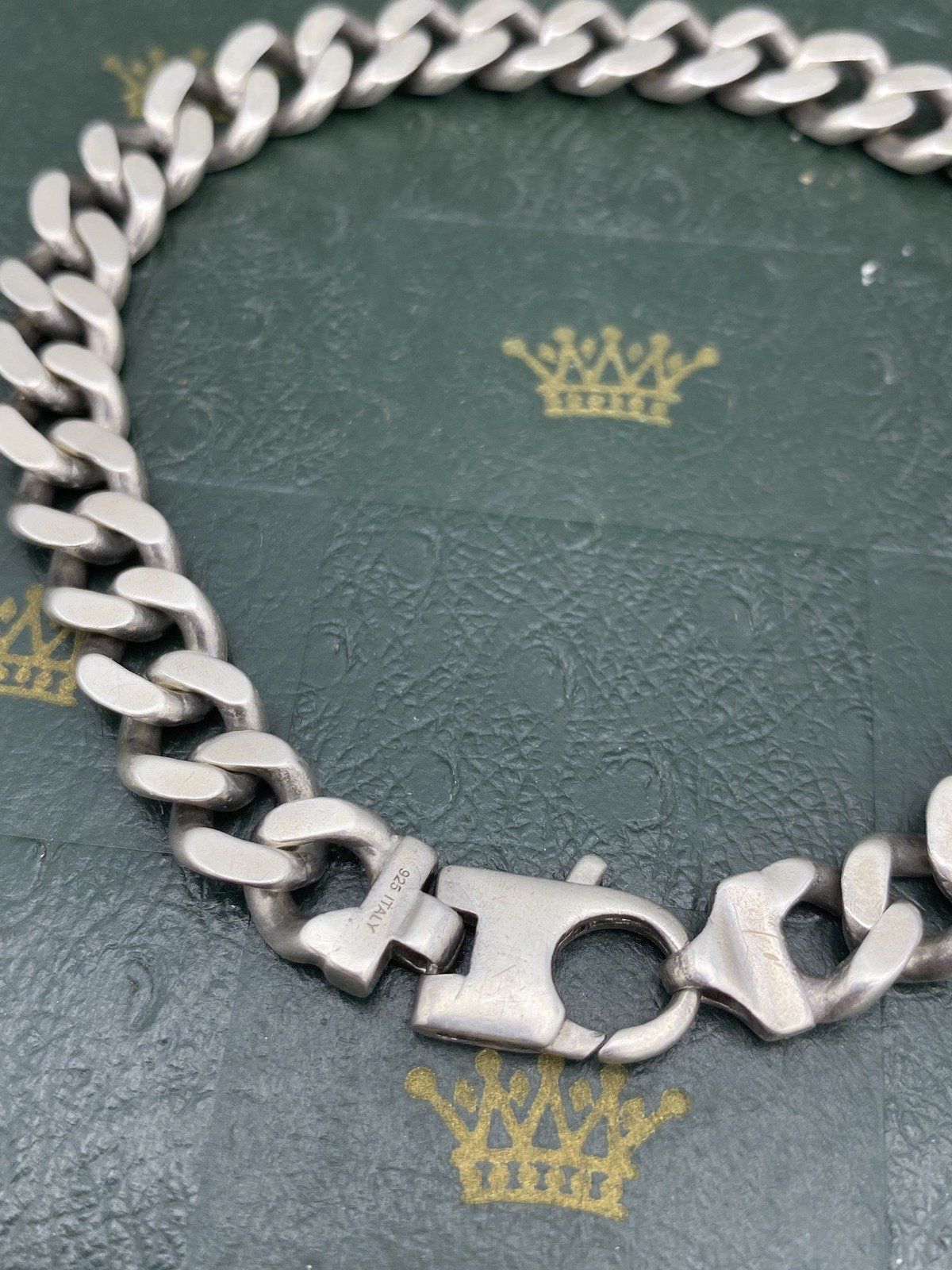 Men's Vintage Sterling Silver 9mm Curb Link 9.25L Bracelet #2366 6