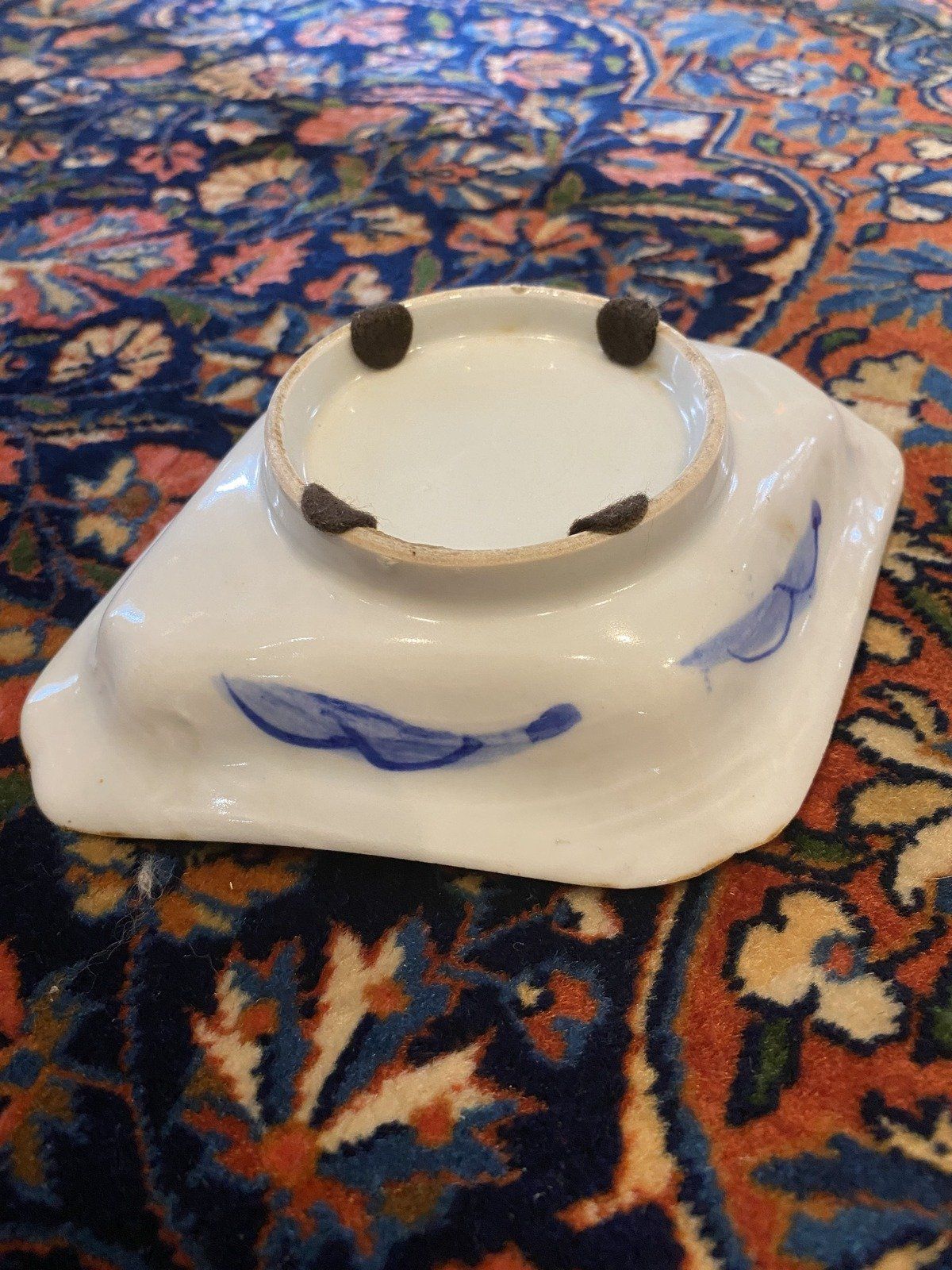 Japanese Ceramic Flow Blue Landscape Painted Dish 5