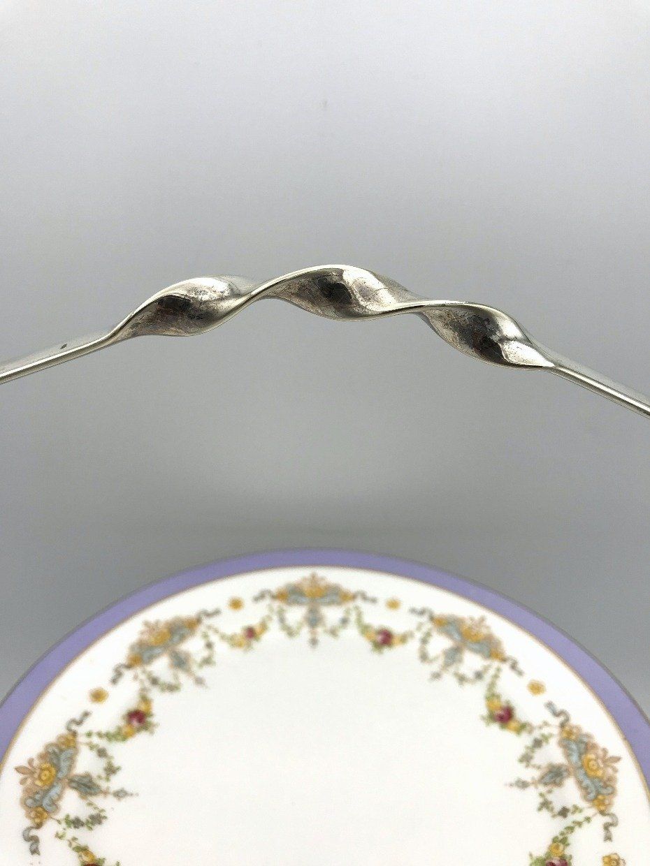 Two Tiered Silver plate Cake Stand with plates 4
